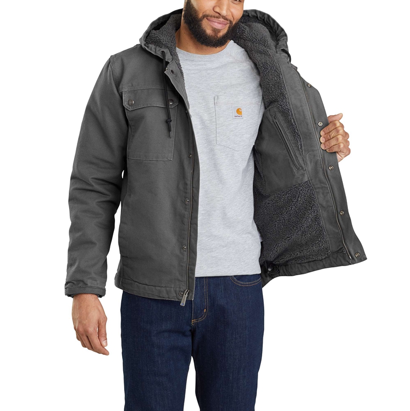 Grey Men Carhartt Sherpa-Lined Utility Jackets | ZVJ-325461