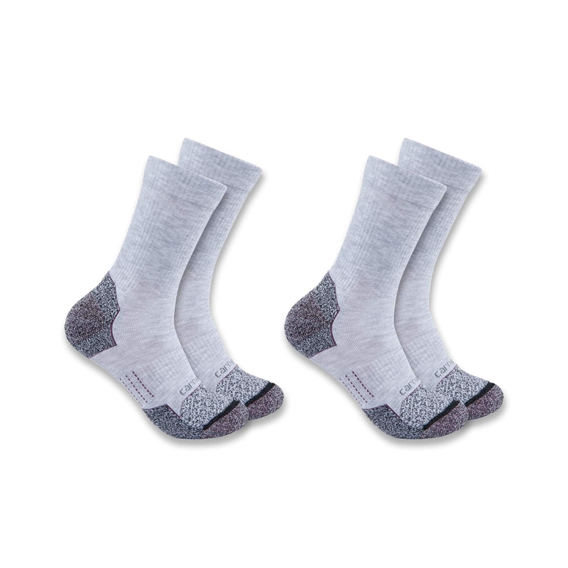 Grey Women Carhartt Force® Midweight Synthetic Blend Crew 2 Pack Socks | LDA-893705