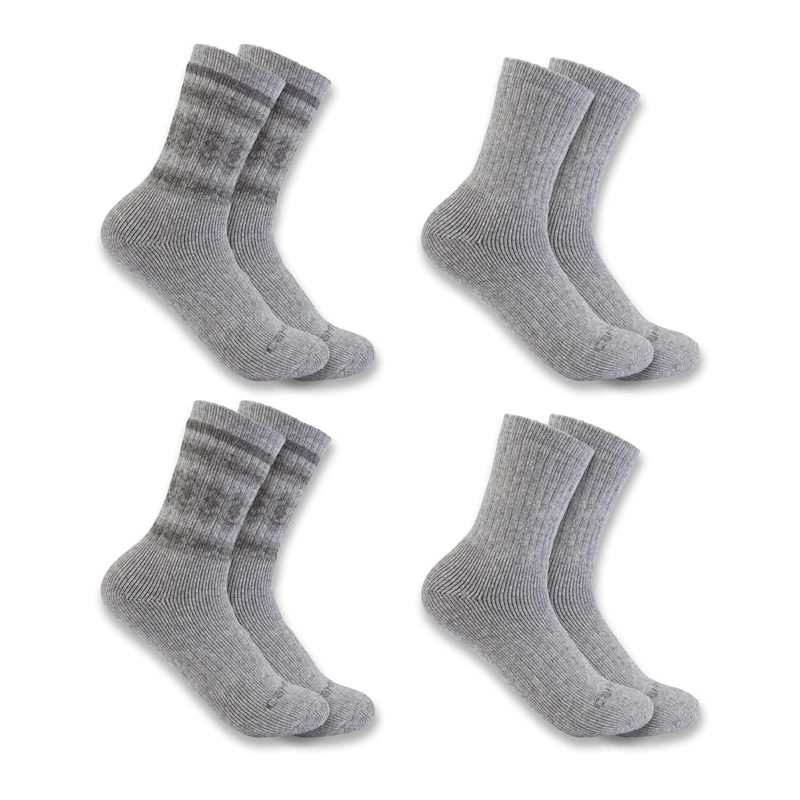 Grey Women Carhartt Heavyweight Synthetic-Wool Blend Crew 4-Pack Socks | NVE-531486