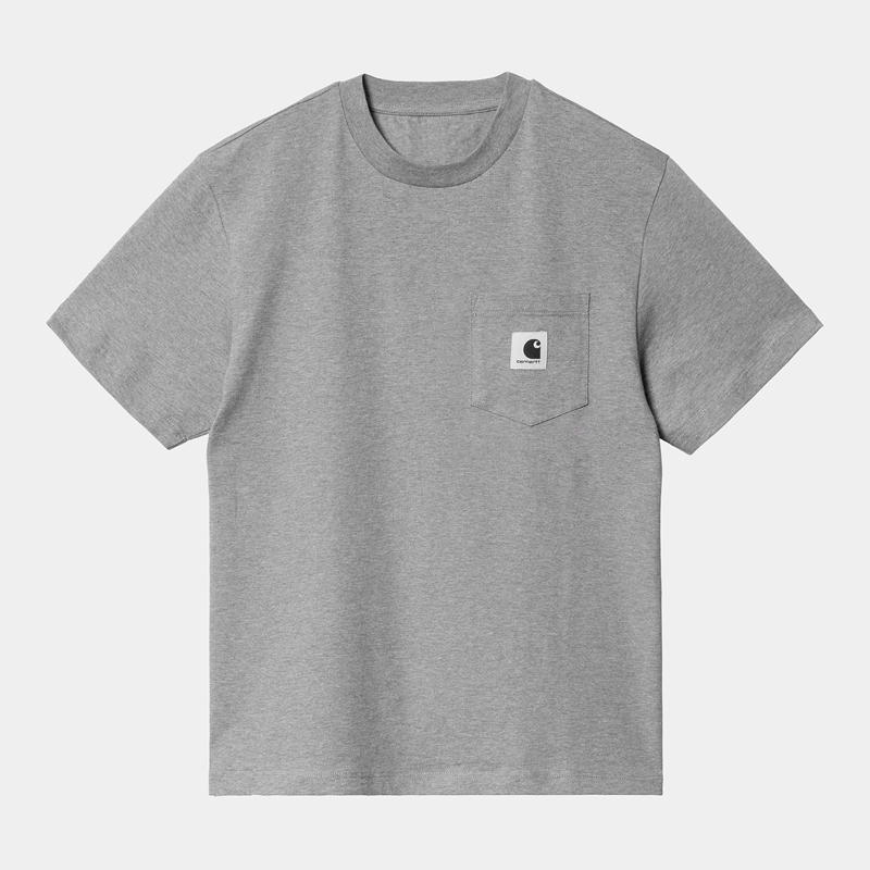 Grey Women Carhartt Pocket T-Shirt | CMU-138475