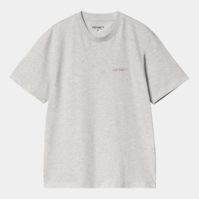 Grey Women Carhartt Script Embroidery T-Shirt | LAS-680139