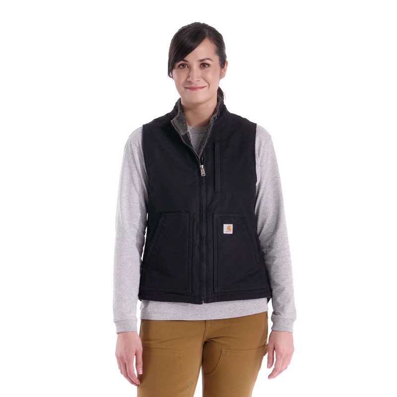 Grey Women Carhartt Sherpa Lined Vest | SCT-178206