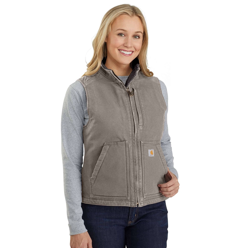 Grey Women Carhartt Sherpa Lined Vest | SCT-178206