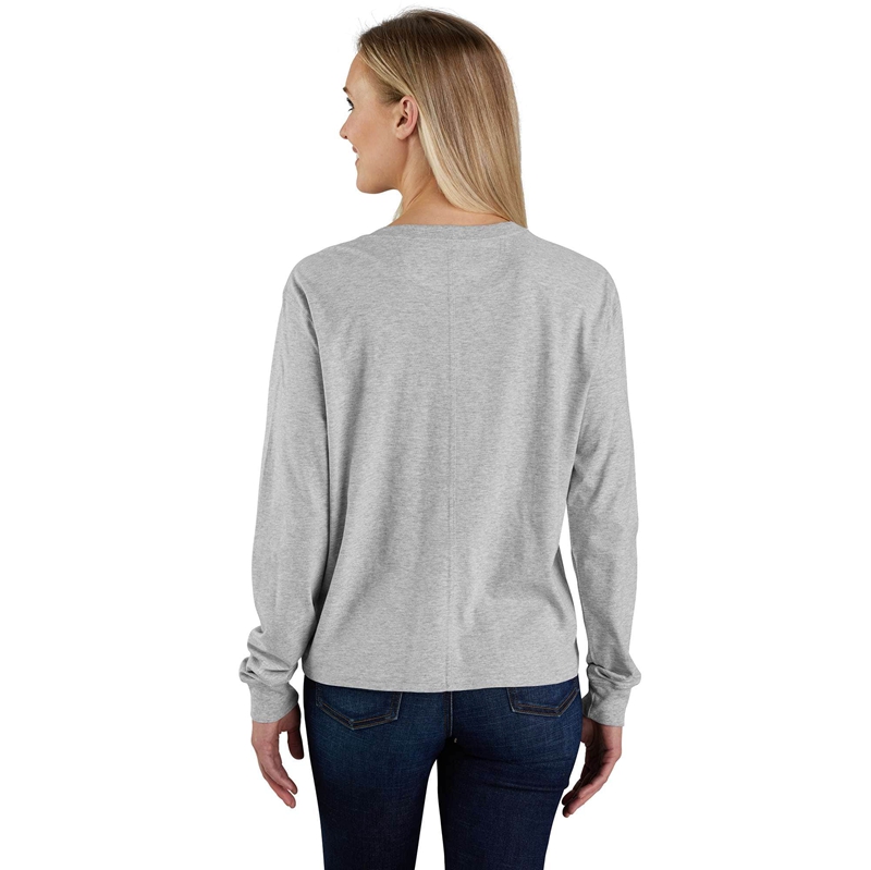 Grey Women Carhartt TENCEL™ Fiber Series Loose Fit Long-Sleeve Logo Graphic T-Shirt | OEB-635412