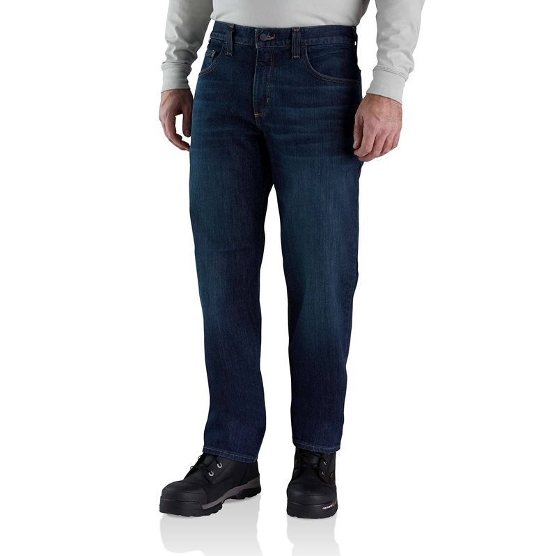 Indigo Men Carhartt Flame-Resistant Rugged Flex® Relaxed Fit 5 Pocket Jeans | FKS-395782