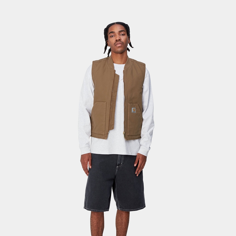 Khaki Men Carhartt Classic Vest | IYZ-792054