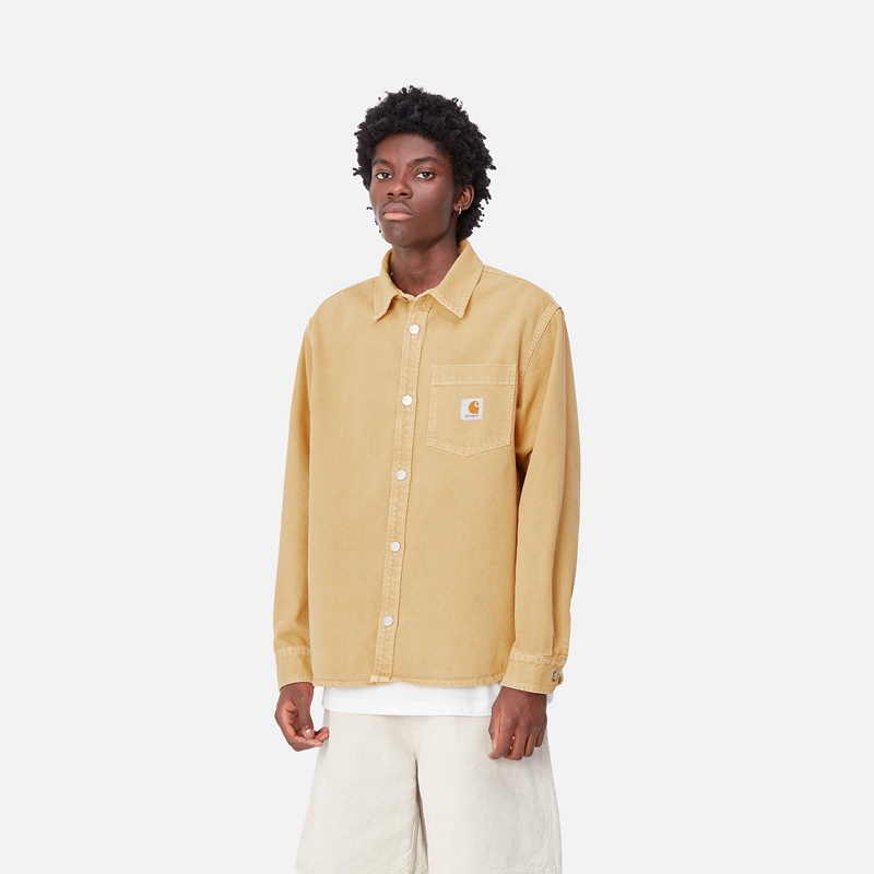 Khaki Men Carhartt George Shirt Jackets | FZO-031879