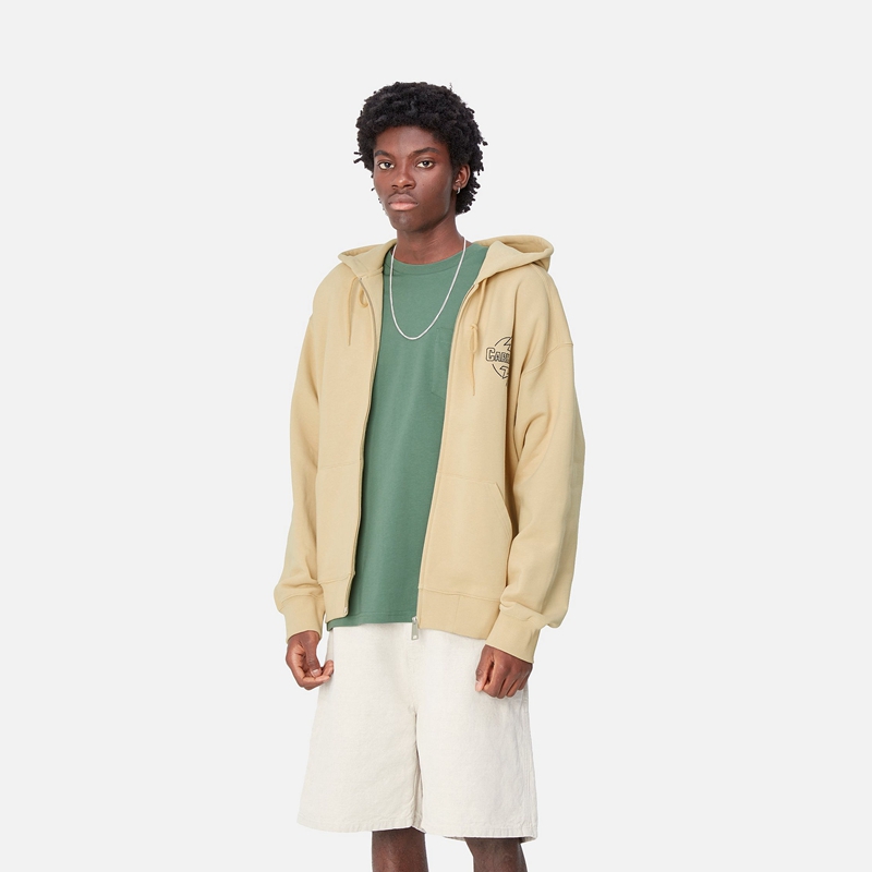 Khaki Men Carhartt Hooded Ablaze Jackets | CJG-194273