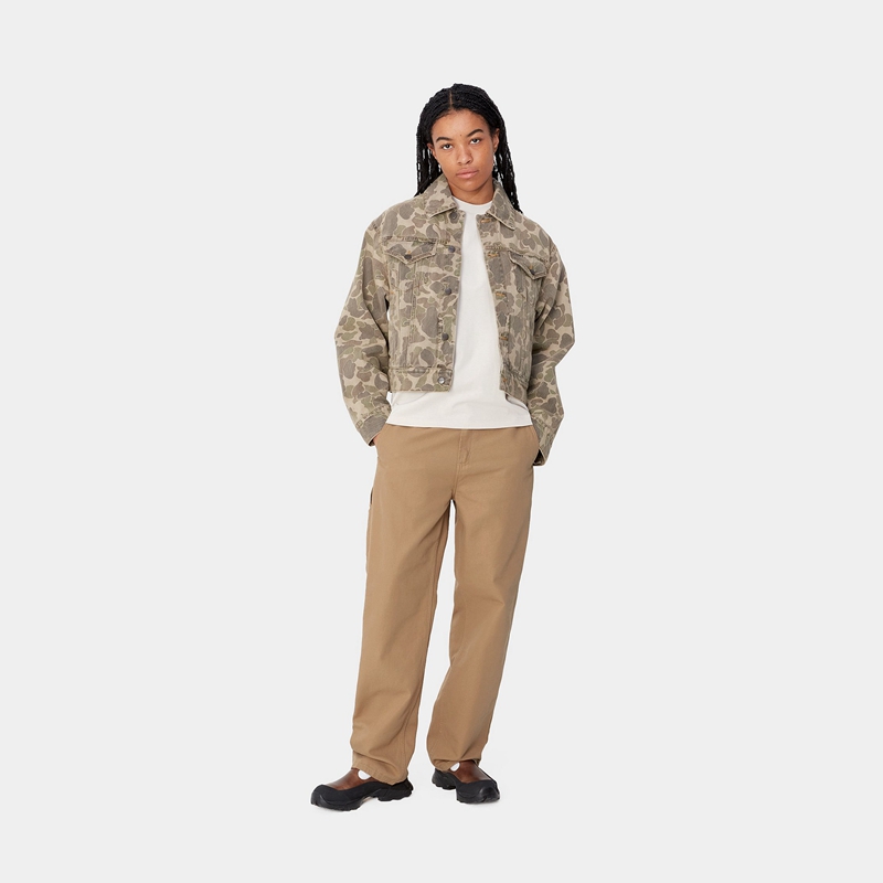 Khaki Women Carhartt Pierce Straight Pants | SRW-081497