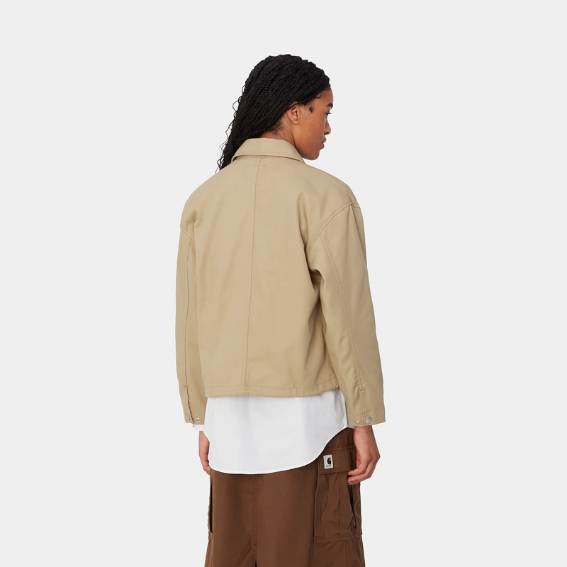 Khaki Women Carhartt Simple Shirt Jackets | WIF-278190