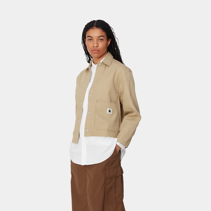 Khaki Women Carhartt Simple Shirt Jackets | WIF-278190