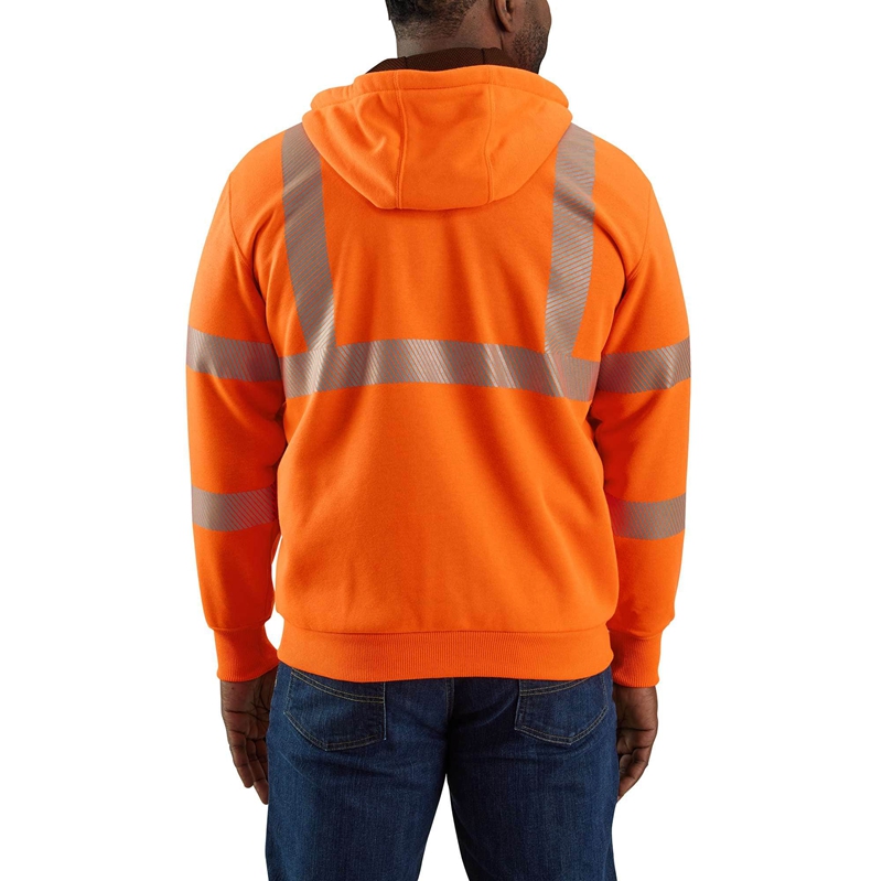 Light Green Men Carhartt High-Visibility Loose Fit Midweight Thermal-Lined Full-Zip Class 3 Sweatshirt | LHP-178906