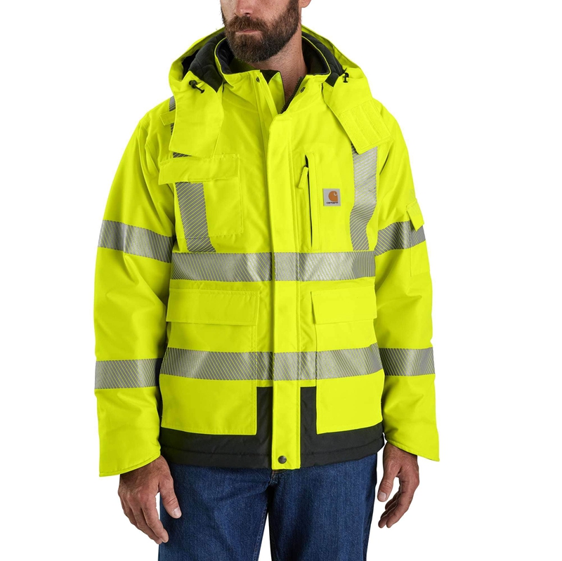 Light Green Men Carhartt High-Visibility Waterproof Class 3 Sherwood Jackets | UYQ-359864