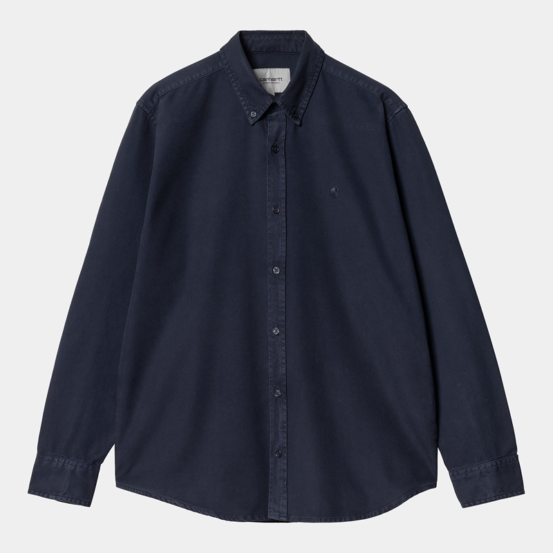 Navy Men Carhartt Bolton Shirts | KEC-645927