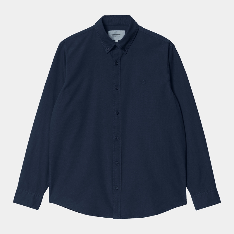 Navy Men Carhartt Bolton Shirts | KVH-347058