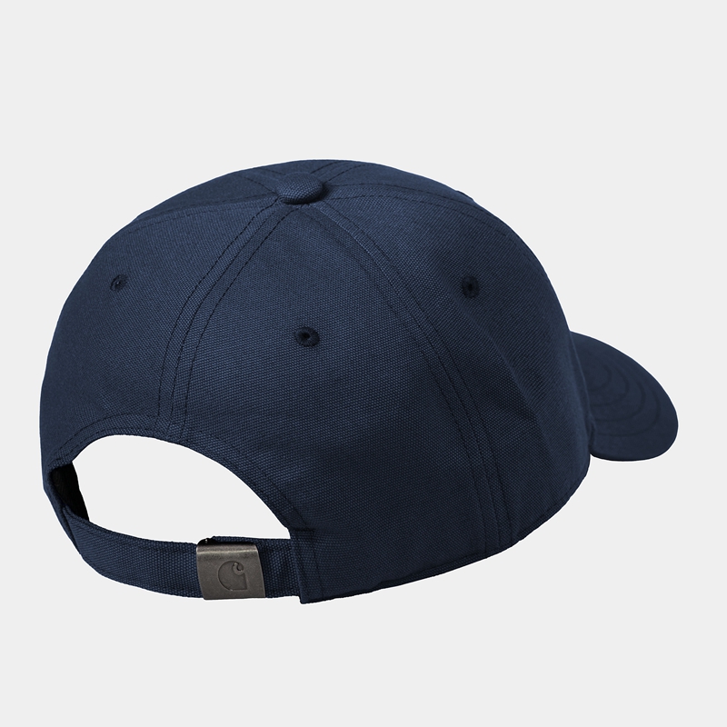 Navy Men Carhartt Canvas Script Hats | QUG-518264