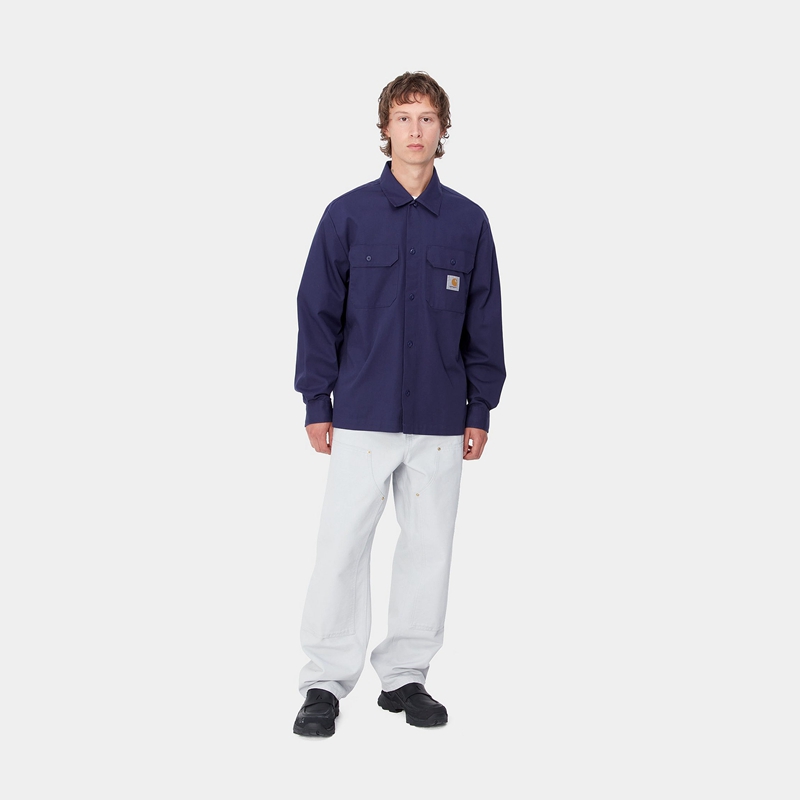 Navy Men Carhartt Craft Shirts | UMB-713985