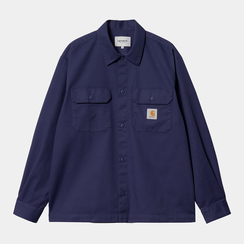 Navy Men Carhartt Craft Shirts | UMB-713985