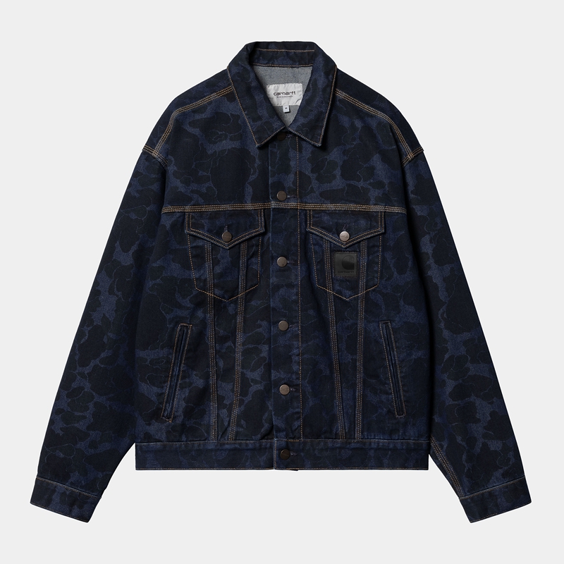 Navy Men Carhartt Duck Helston Jackets | YZE-139628