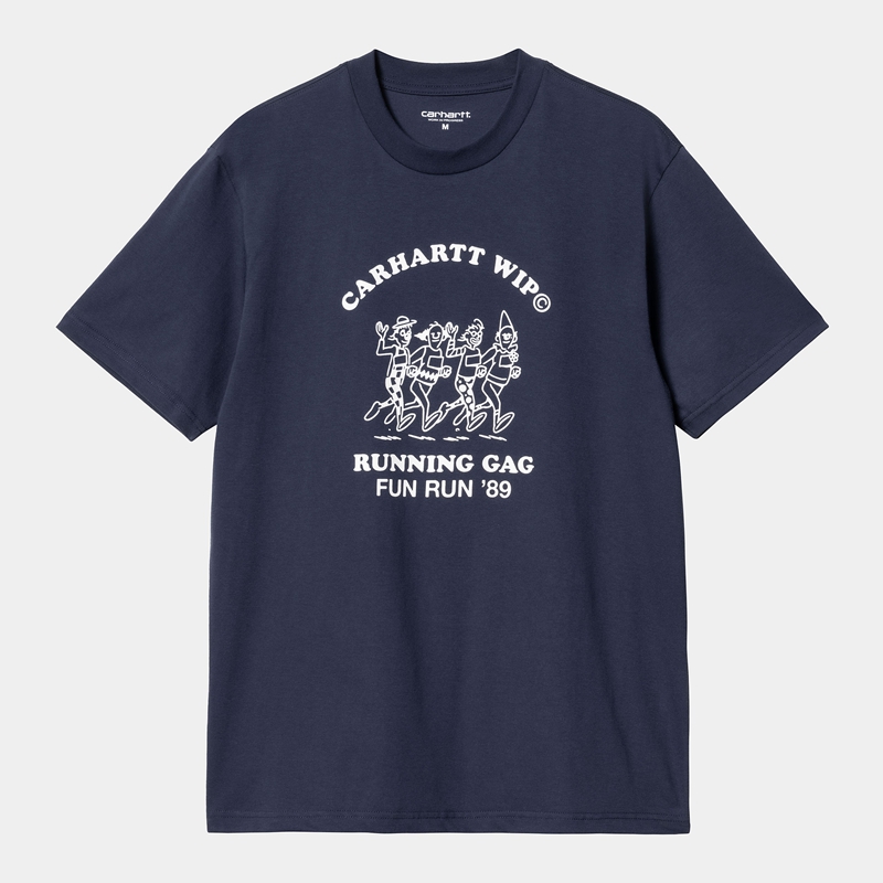 Navy Men Carhartt Fun Run T-Shirt | YWV-204196