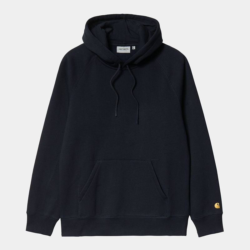 Navy Men Carhartt Hooded Chase Sweatshirt | ZUC-198043