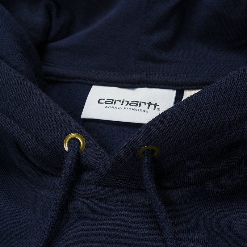 Navy Men Carhartt Hooded Chase Sweatshirt | ZUC-198043