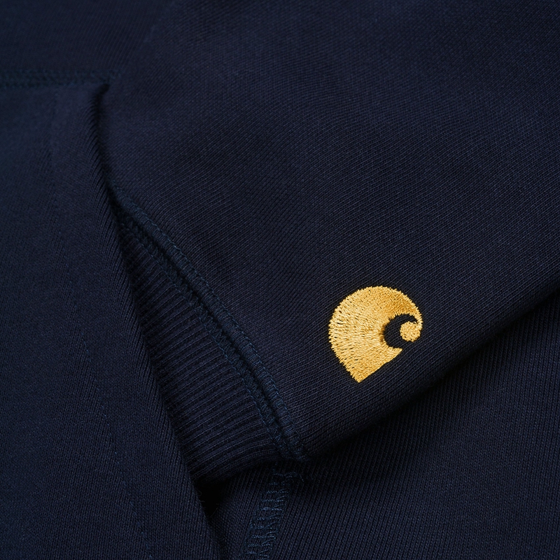 Navy Men Carhartt Hooded Chase Sweatshirt | ZUC-198043