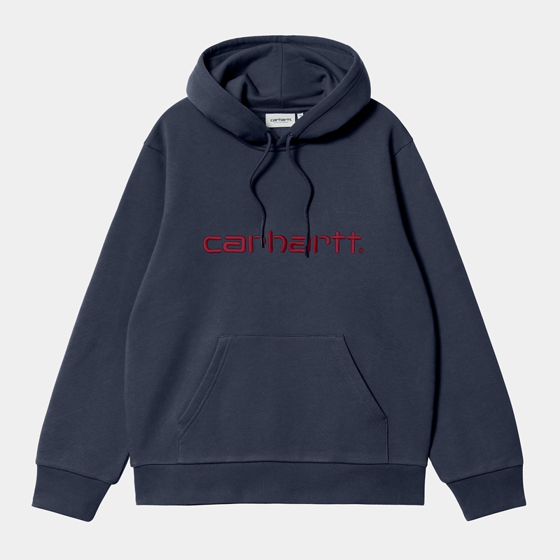 Navy Men Carhartt Hooded Hoodie | YQE-436058