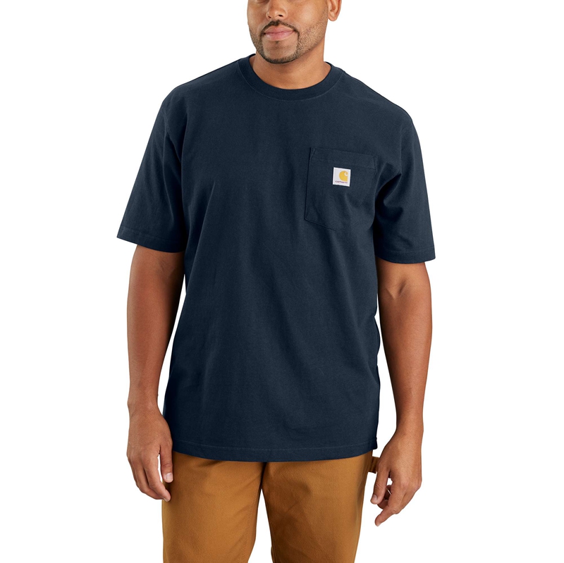 Navy Men Carhartt Loose Fit Heavyweight Short-Sleeve Dog Graphic T-Shirt | HKL-245918