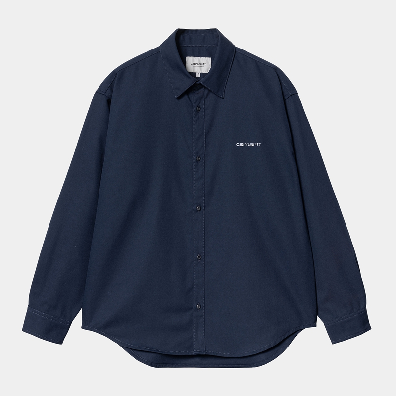 Navy Men Carhartt Module Script Shirts | XWC-801426