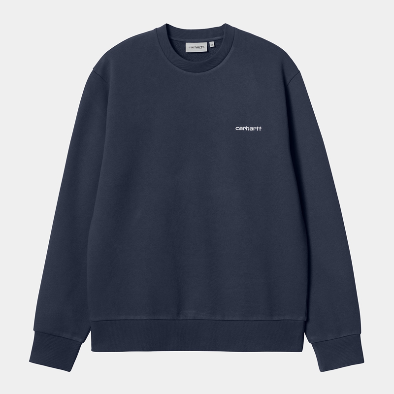 Navy Men Carhartt Script Embroidery Sweatshirt | EDL-574931