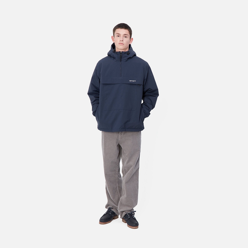 Navy Men Carhartt Windbreaker Pullover | XHD-297831