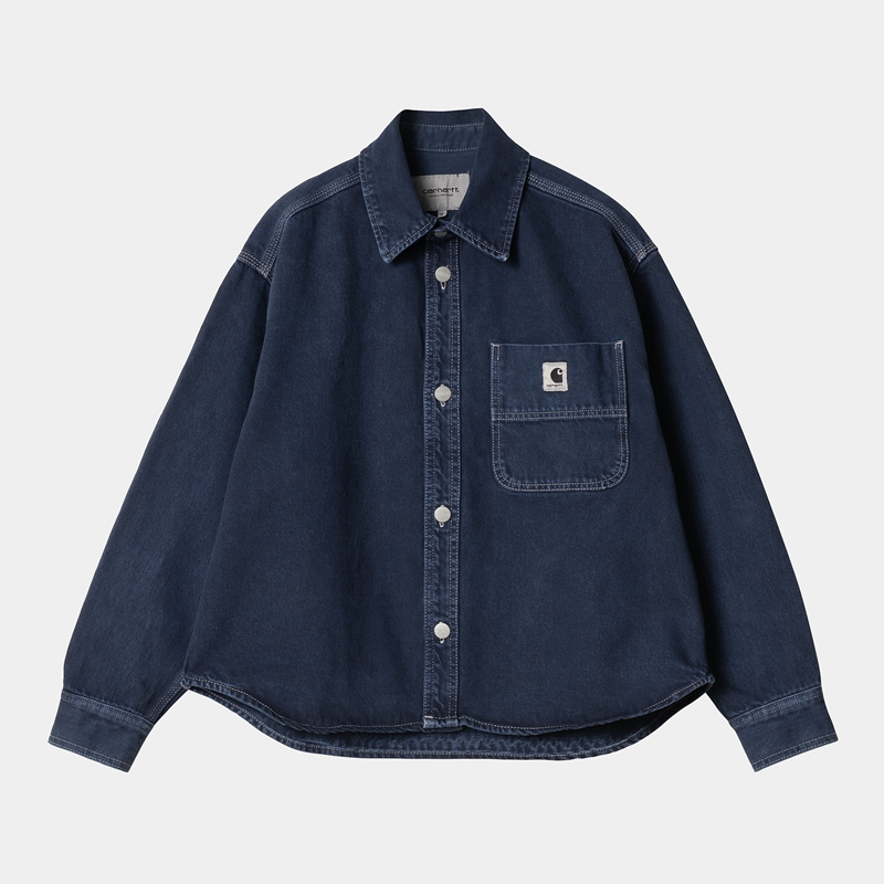 Navy Women Carhartt Georgia Shirt Jackets | JRX-063574