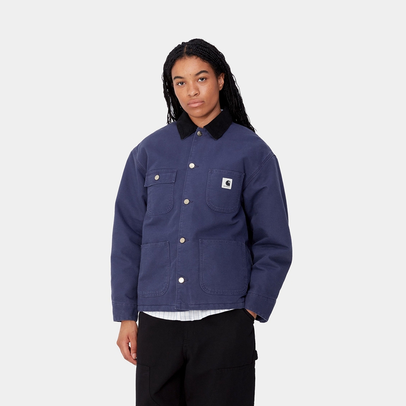 Navy Women Carhartt OG Michigan Coats | FET-096285