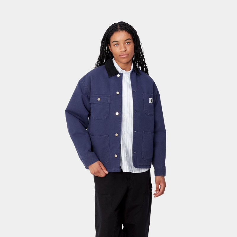 Navy Women Carhartt OG Michigan Coats | FET-096285