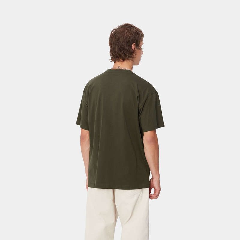 Olive Men Carhartt Basics T-Shirt | QRZ-189203