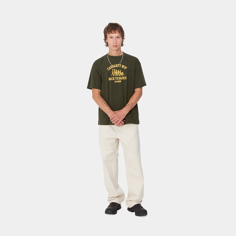 Olive Men Carhartt Basics T-Shirt | QRZ-189203