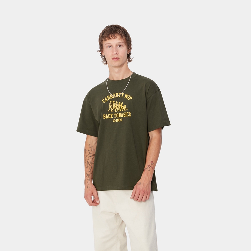 Olive Men Carhartt Basics T-Shirt | QRZ-189203