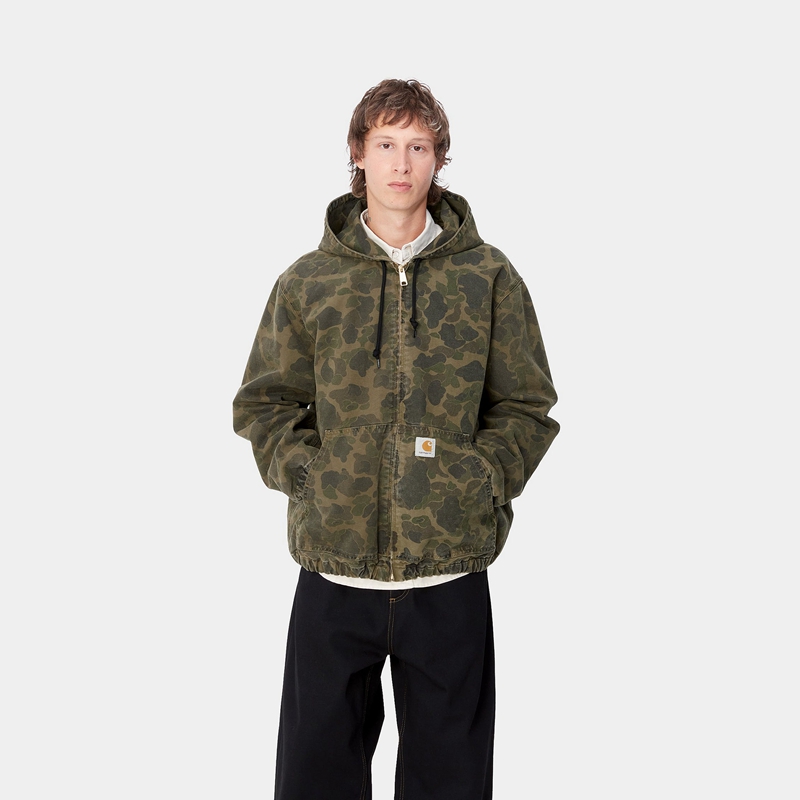 Olive Men Carhartt Duck Active Jackets | PLF-543978