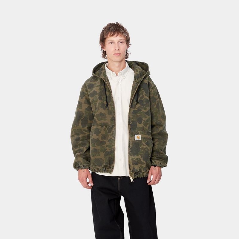 Olive Men Carhartt Duck Active Jackets | PLF-543978