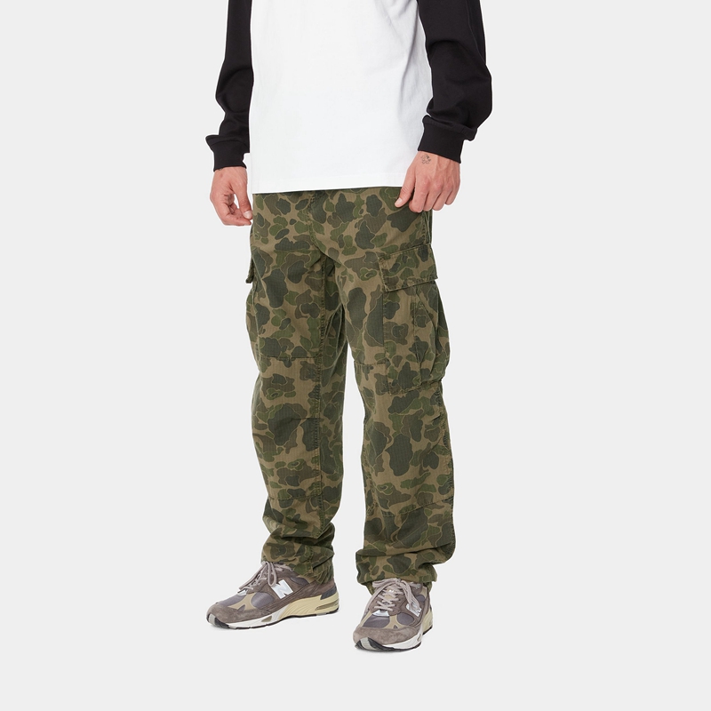 Olive Men Carhartt Duck Cargo Pants | DVM-019736