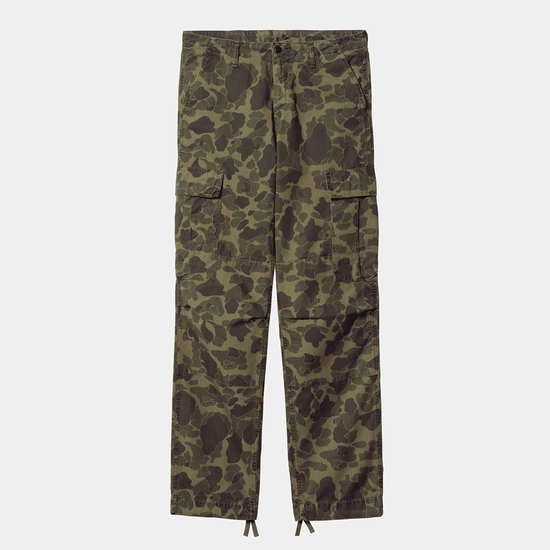 Olive Men Carhartt Duck Cargo Pants | DVM-019736