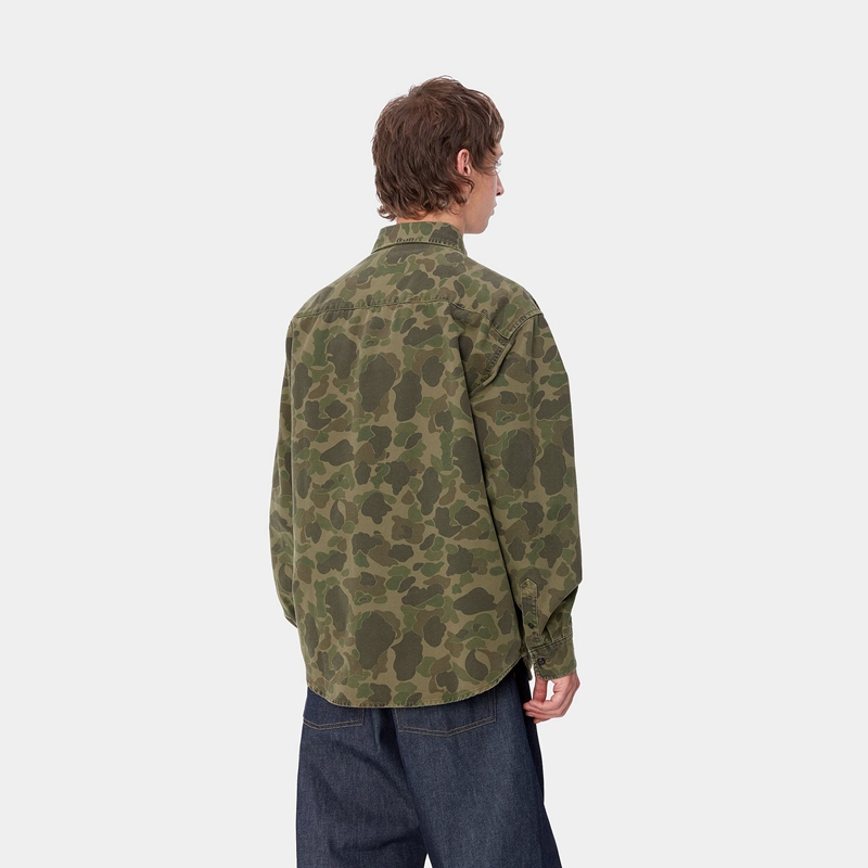 Olive Men Carhartt Duck Shirts | GWD-207561