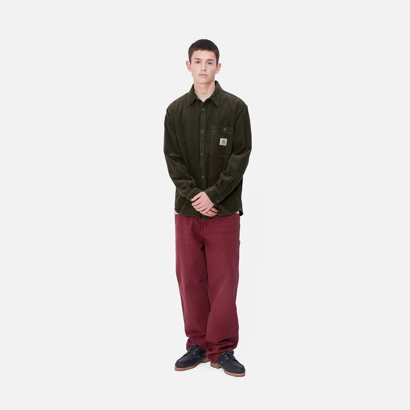 Olive Men Carhartt Flint Shirts | EVS-196340