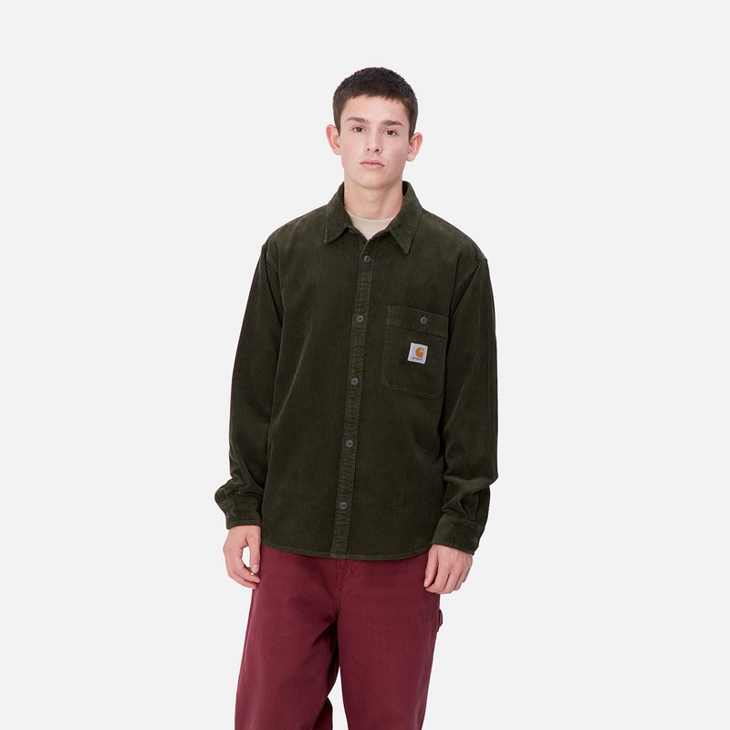 Olive Men Carhartt Flint Shirts | EVS-196340