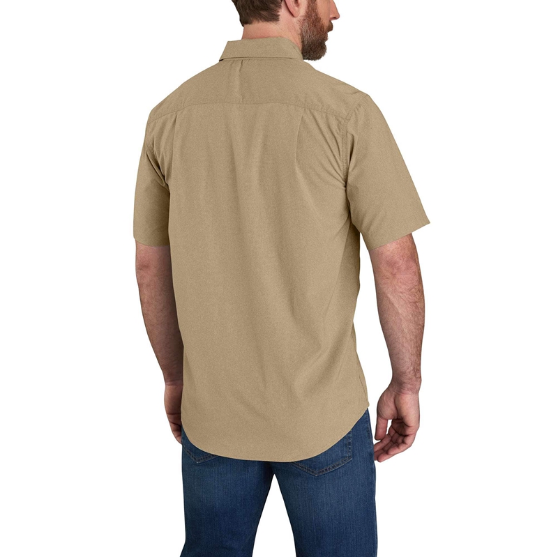 Olive Men Carhartt Force® Relaxed Fit Lightweight-Sleeve Shirts | LGS-840936