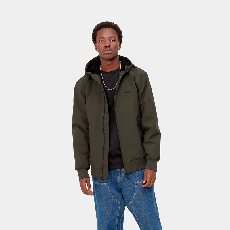 Olive Men Carhartt Hooded Sail Jackets | IEC-376509