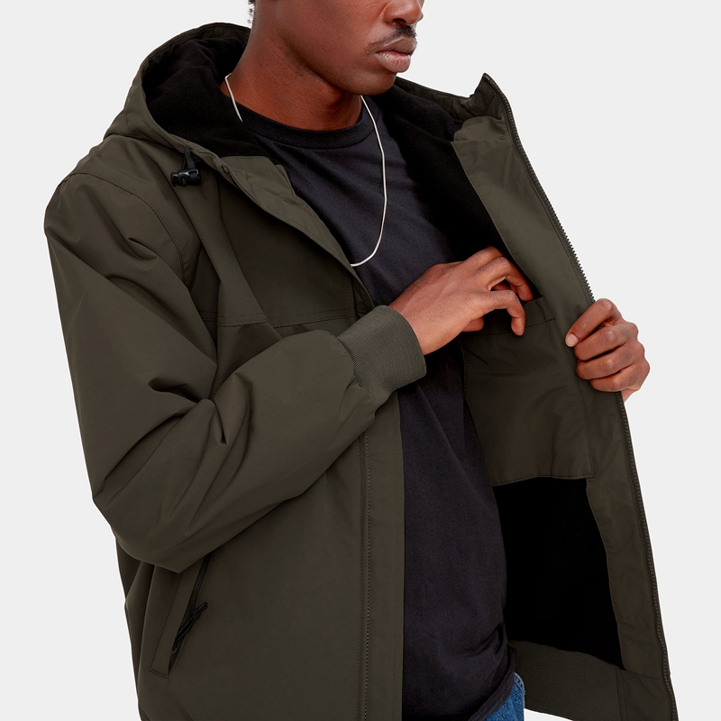 Olive Men Carhartt Hooded Sail Jackets | IEC-376509