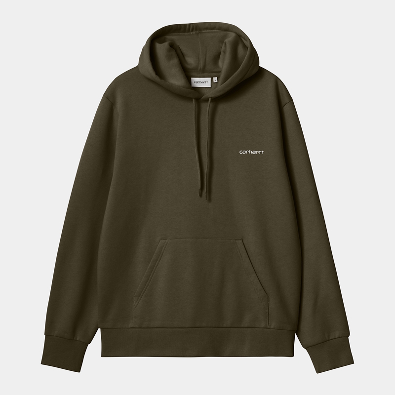 Olive Men Carhartt Hooded Script Embroidery Hoodie | KDO-806514