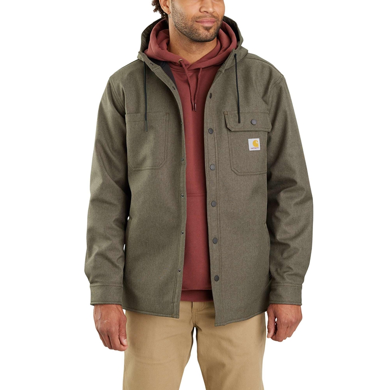 Olive Men Carhartt Rain Defender® Relaxed Fit Heavyweight Hooded Shirt Jackets | LRJ-538607